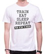 Originálne tričko UNISEX so športovým motivačným fitness vzorom - Tričko Train, eat, sleep, repeat, no excuses