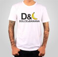 Originálne tričko s vtipnou potlačou ako recesia na módnu svetovú značku na párty-Tričko DOLCE & BANANA
