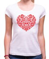 Originálne tričko s ľudovým motívom pre rodinu a najbližších z kolekcie láska-Dámske tričko - Ľudový vzor srdiečko
