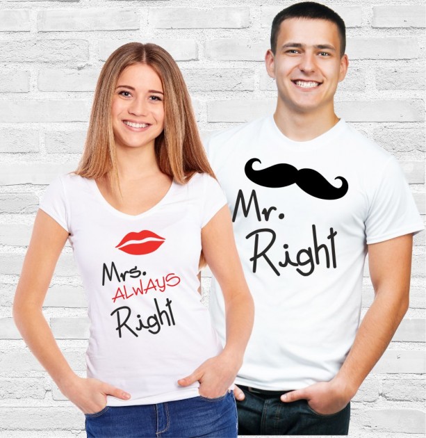 oppakken moord toeter Original partner's: women's / man's t-shirt Mr. Right / Mrs. Always Right |  Fajntričko.com