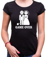 Originálne a vtipné tričko zo série rozlúčka so slobodou s motívom svadby- "šťastných" novomanželov-Tričko GAME OVER