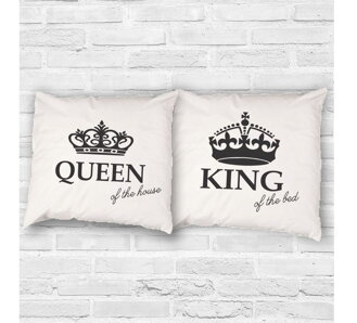 Set of 2pcs Pillowcases - KING of the bed and QUEEN of the house