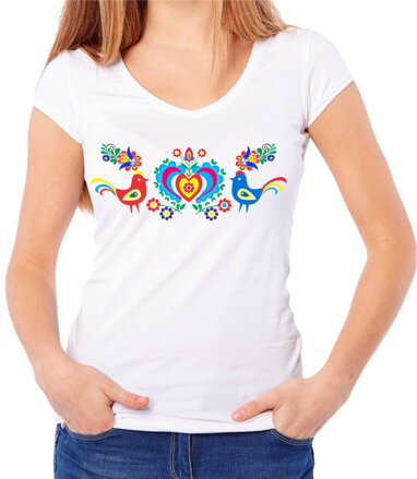 Women's T-shirt - Folk pattern birds