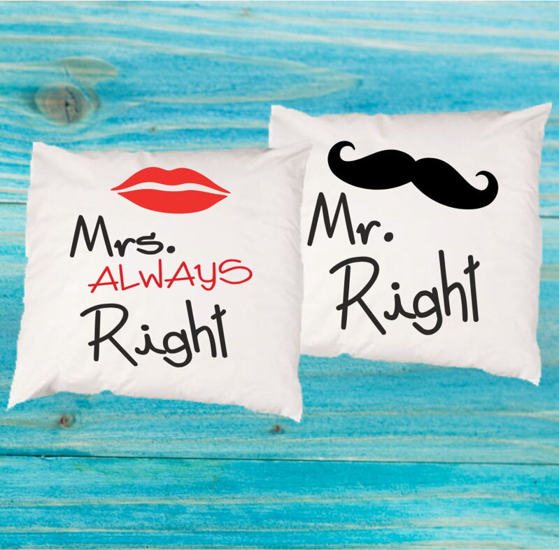 Set of 2pcs Pillowcases - Mr. Right - Mrs. Always right