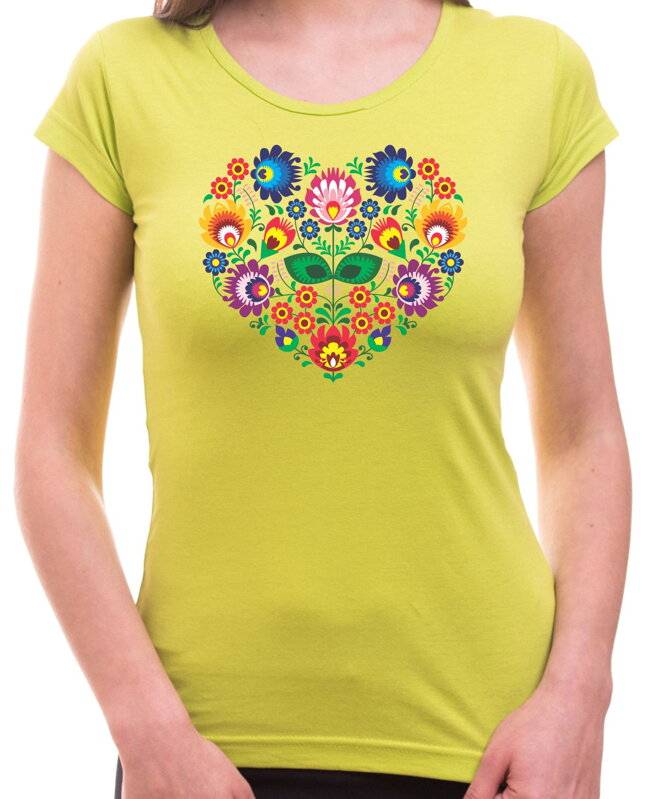 Women's T-shirt - Color Folk pattern heart