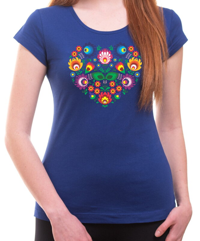 Women's T-shirt - Color Folk pattern heart Women's T-shirt - Color Folk pattern heart
