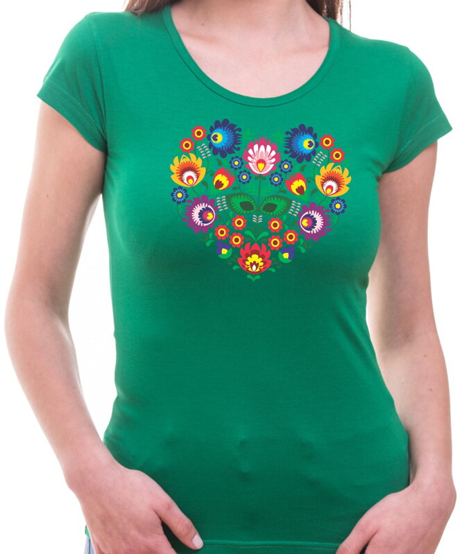 Women's T-shirt - Color Folk pattern heart