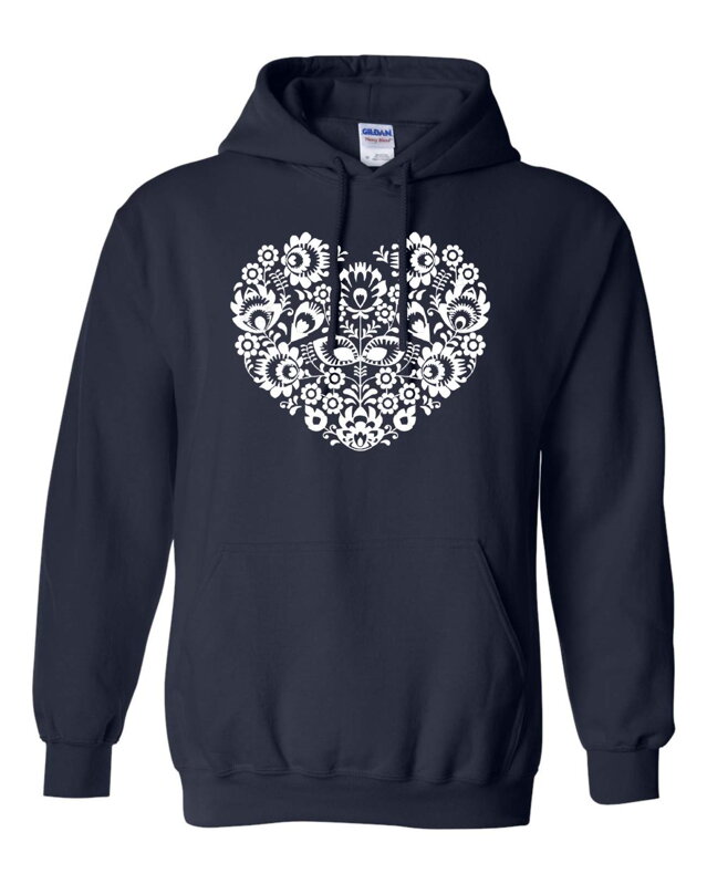Hoodie - Folk pattern heart